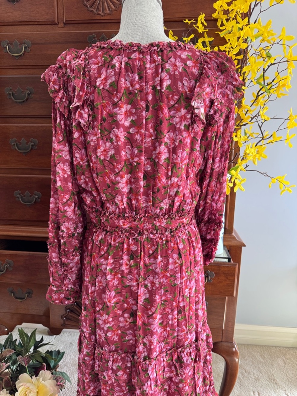 SACHIN + BABI Dress Size 10 Midi Red-Pink Floral - Picture 11 of 13